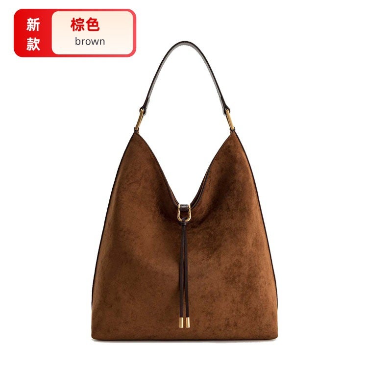 Jwpei Tote Bag New Suede Hobo Women'S Bag Aria2025 Large Capacity Lazy Shoulder Armpit Bag - Image 1