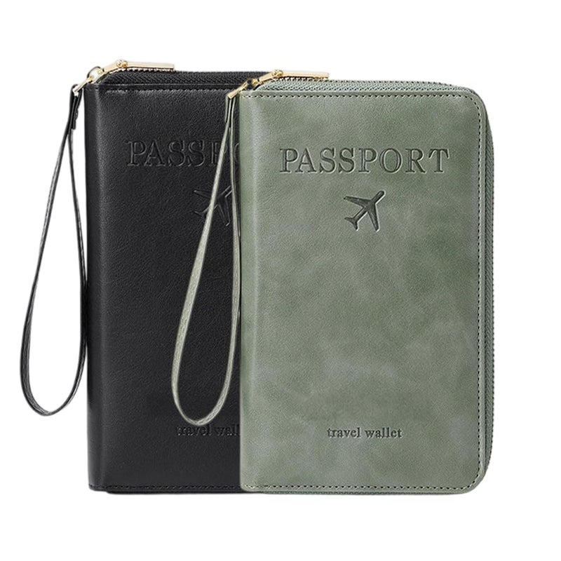 RFID Blocking Passport Wallet Anti Theft Travel Case Black Green - Image 2