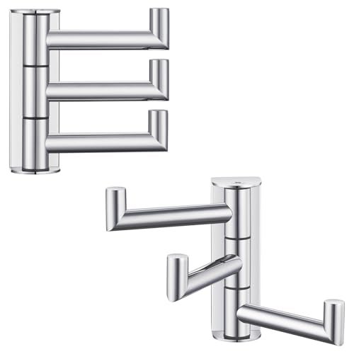 Angle Simple Swivel Towel Hooks for Bathroom SUS 304 Stainless Steel Foldable 3 Arms Hand Towel Holder Coat Wall Hooks Polished Chrome 2 Pack - Image 1