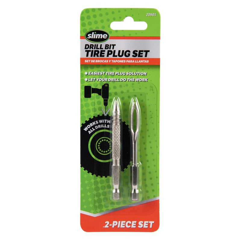 Slime 20501 Tire Plug Drill Bit Kit All Drills Compatable Easiest Tire Plug Option 2Piece Set
