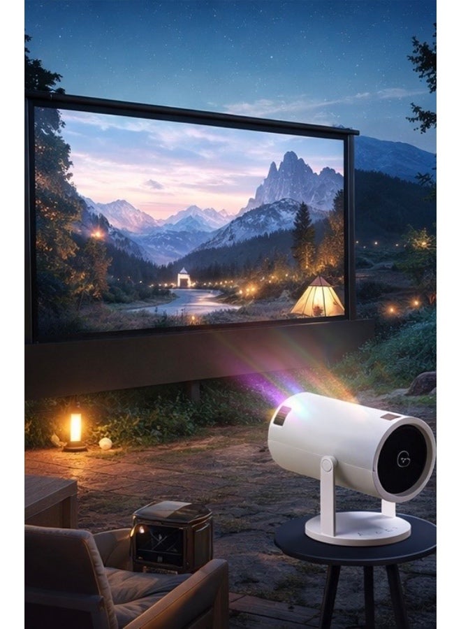 HY300 Ultra HD LED Projector, 4K Supported Home Cinema Projector with HDMI & USB, High Brightness Highlight Coated Lens, Portable Mini Projector for Home & Outdoor Use – White - Image 1
