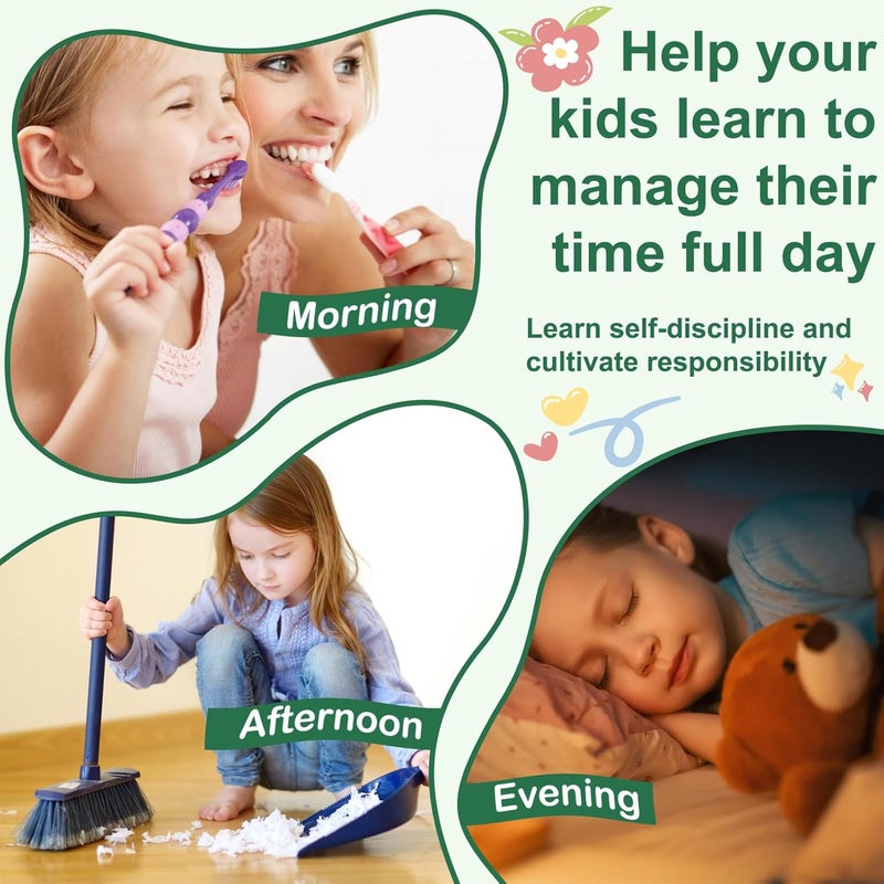 CQNET Daily Routine Chart for Kids, Wooden Visual Schedule, Toddlers Morning Bedtime Chore Chart, Child Responsibility Board, Daily Tasks, Birthday Gifts for Children 3-5 Year Old - Image 3