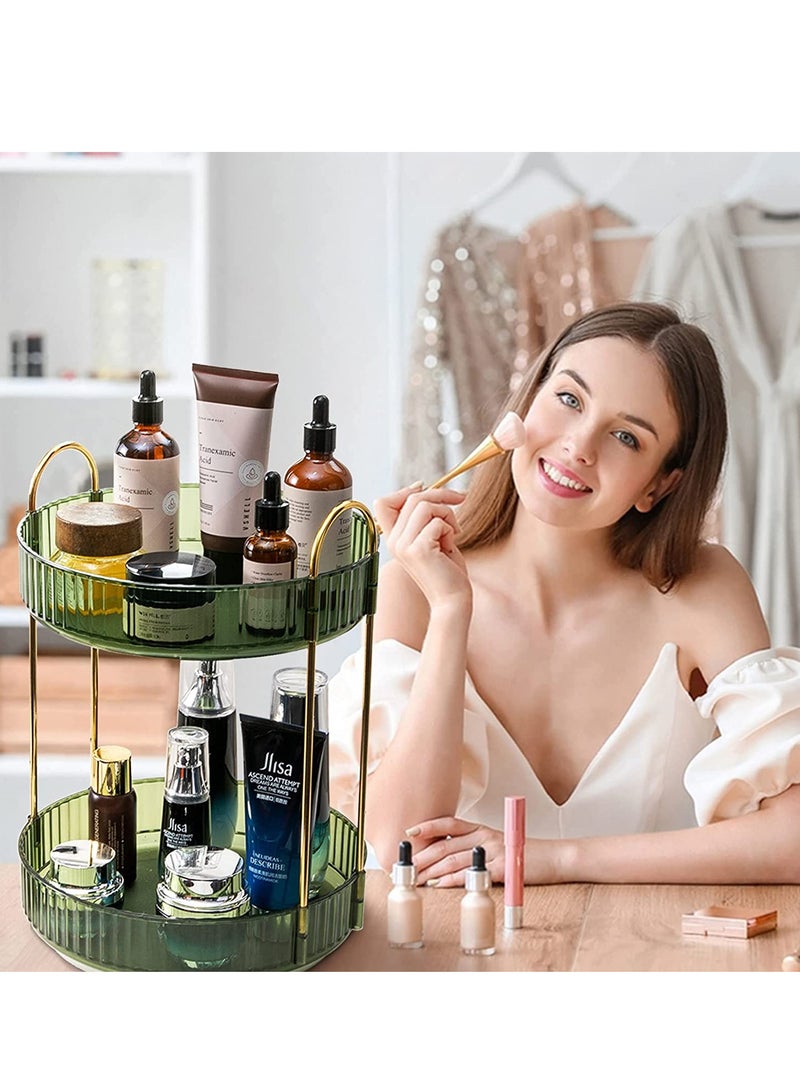 Sharpdo Rotating Makeup Organizer for Vanity 2 Tier, High-Capacity Skincare Clear Make Up Storage Perfume Organizers Cosmetic Dresser Organizer Countertop 360 Spinning - Image 5