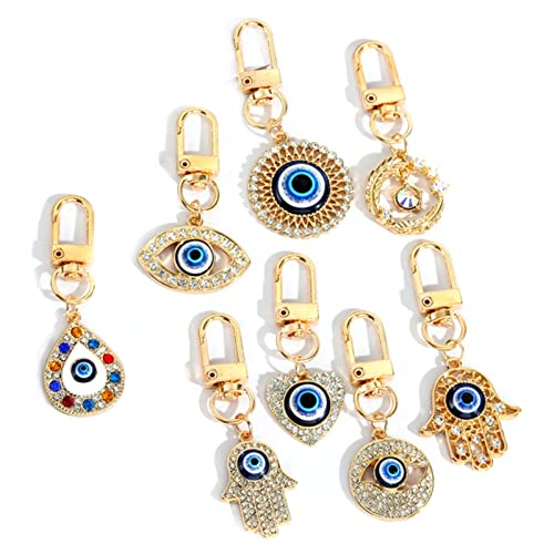QTMY 8 Pack Evil Eye Keychain for WomenCute Keychain with Good Luck Evil Eye Charms for Car Key Bulk Wholesale - Image 1
