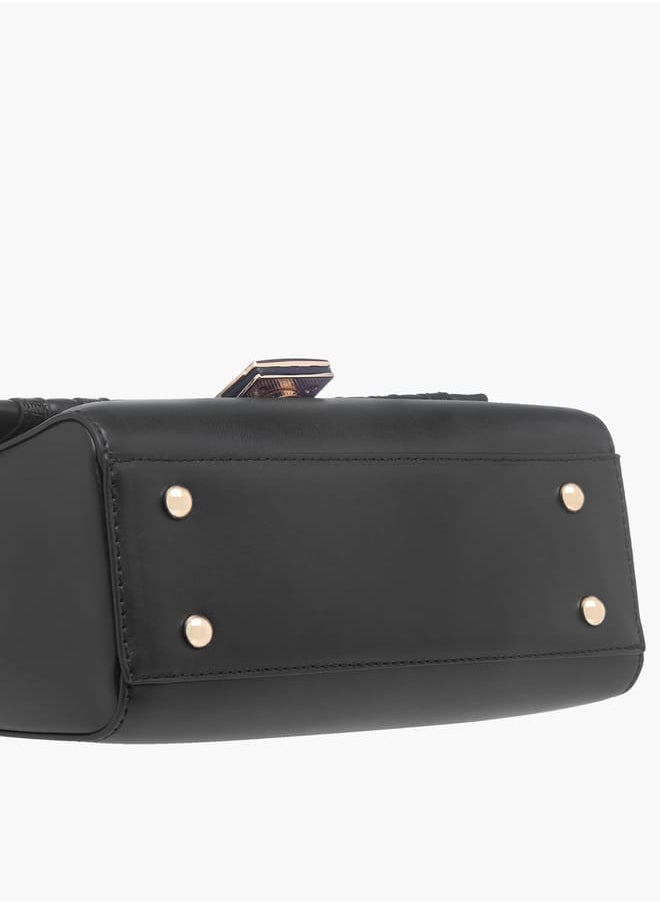 Womens Textured Crossbody Bag With Flap Closure And Chain Strap
