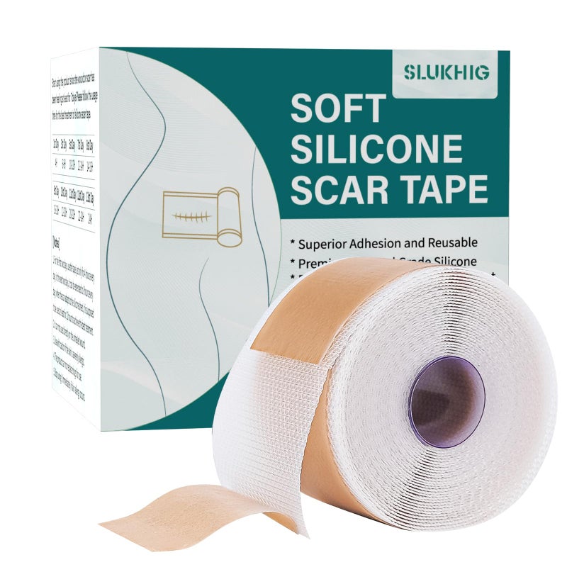 SLUKHIG Silicone Scar Sheets (1.6"x 158" Roll-4M), Silicone Scar Tape for Scar Removal Treatment, Reusable Silicone Scar Strips for C-Section, Keloid, Burn, Acne, Surgical Scars - Image 1