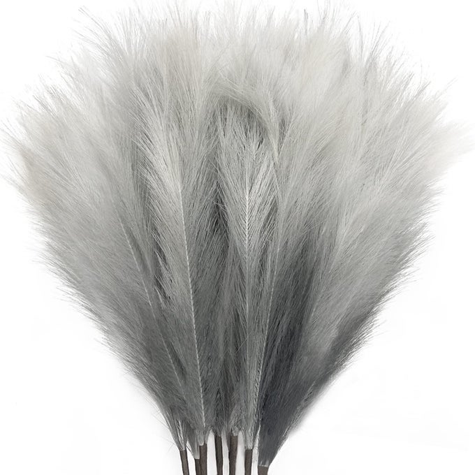 8PCS 3FT GREY COLORFUL FAUX PAMPAS GRASS FOR BOHO DECOR NONSHEDDING FLUFFY ARTIFICIAL BULRUSH TALL REED FLUFFY STEMS VASE FILLER LIVING ROOM WEDDING DECORATION