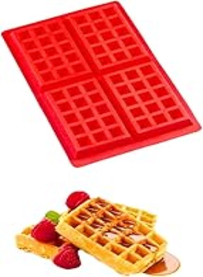 Silicone waffle mold in the shape of squares, 4 multi-colored squares 1 Pc 