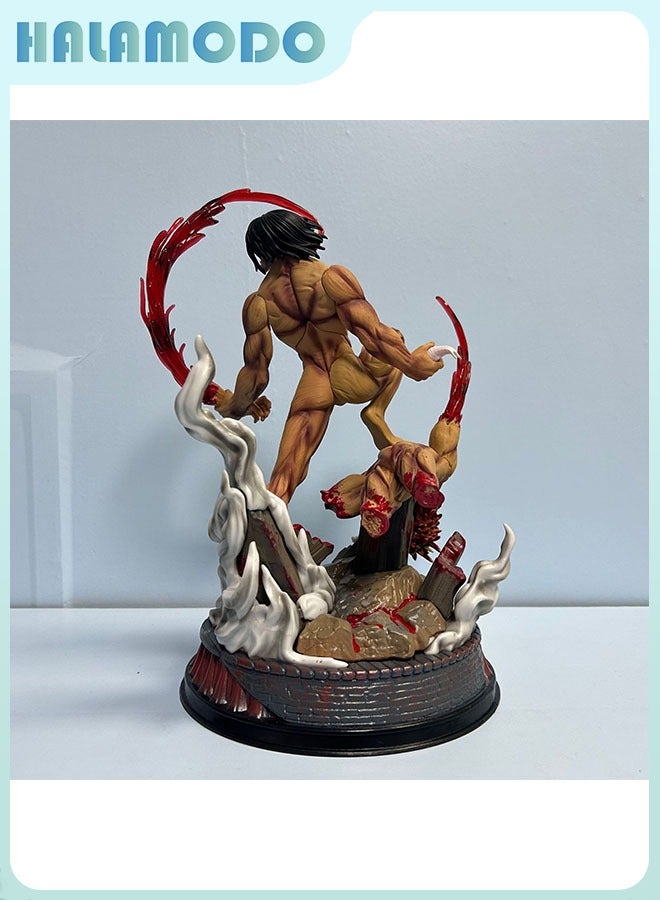 Halamodo Attack on Titan Collectible Figure of Eren in Standing posture with Base, Decoration and Gift Treasure , Epic Anime Collectible, Collection Grade Trendy Toy, Desktop Display Ornament, Boys Girls Adults Birthday Gift, 29 cm - Image 3