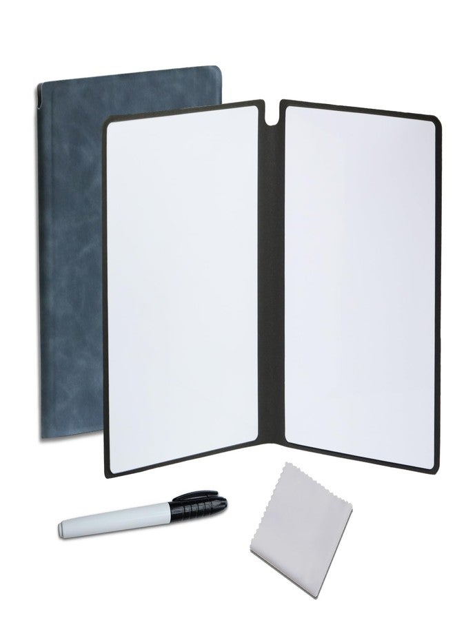 DJDIRY Portable Small Dry Erase Board Whiteboard Notebook Handheld, Reusable White Board Dry Erase Notebook for Desk, At Home Office Study Essentials-9.5" x 6.6" (Blue) - Image 1