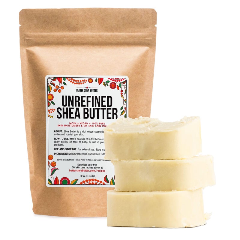 Better Shea Butter Raw Shea Butter - 100% Pure African Shea Butter for Hair and Body | Unrefined Moisturizer for Extremely Dry Skin, DIY Lip Balm, Body Butter, Lotion, and Soap