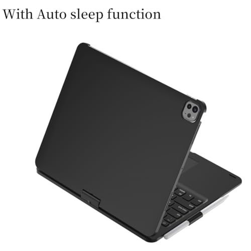 HENGHUI 360 Rotatable Touch Keyboard for iPad Pro 11 inch M4 2024 Backlight Keyboard with Trackpad, Bluetooth Foldable Keyboard Cover,Black - Image 4