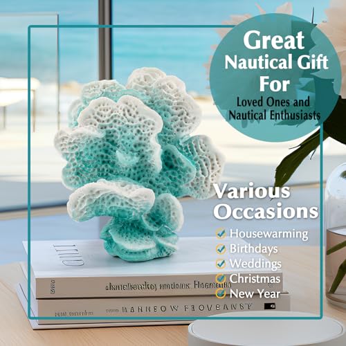 Accessoryway Turquoise Blue Coral Reef Decor,Modern Coastal Decor for Home: Small Faux Coral Statue for Nautical Themed Parties and Table Centerpieces -6.2"… - Image 4