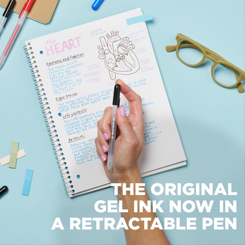 SAKURA Gelly Roll Retractable Gel Pens Colored - Opaque Color Set - Medium Point Ink Pen for Journaling, Art, or Drawing - Colored Gel Pens with White, Gold & Silver Ink - 10 Pack - Image 3