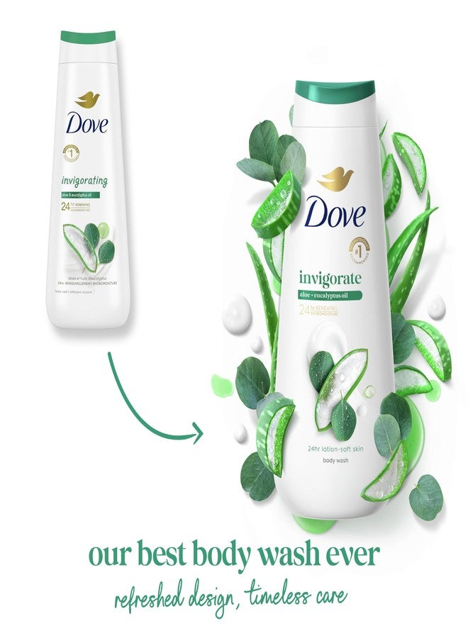 Dove Body Wash Invigorate Aloe & Eucalyptus For 24hr Lotion-Soft Skin Moisturizing Skin Cleanser with No Sulfates No Parabens 20 oz - Image 3