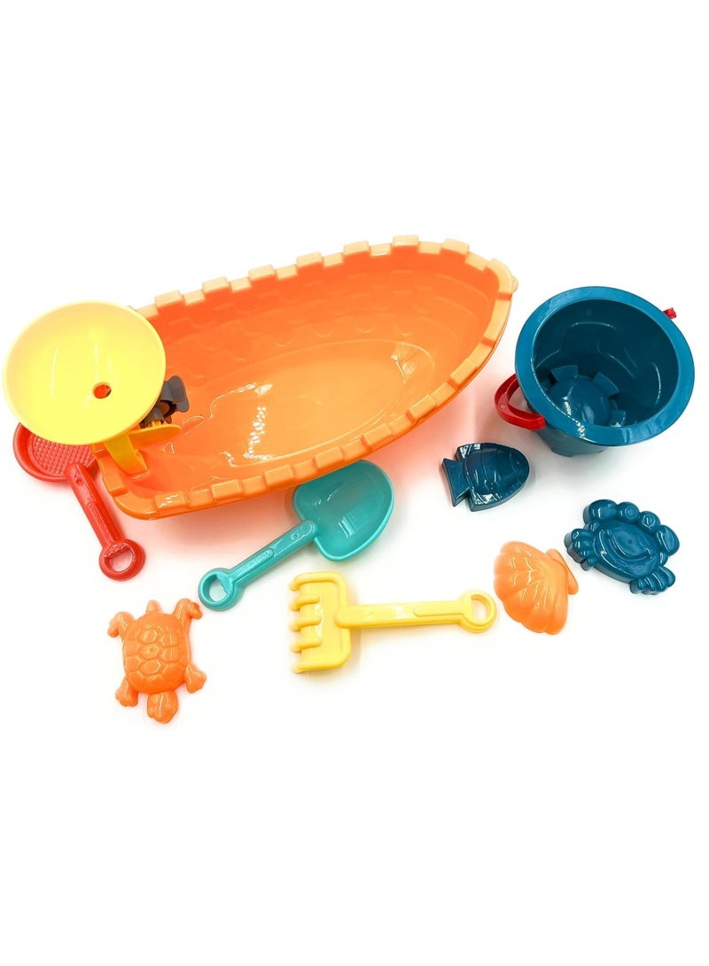 VIO Kids Toys Sand Toys with Bucket Splash Beach Boat Sandcastle Molds Shovel Tools Accessories Sandbox Toys for Beach Swimming Pool Summer Outdoor Party Gift Home Nursery Preschool Fun Blue - Image 5