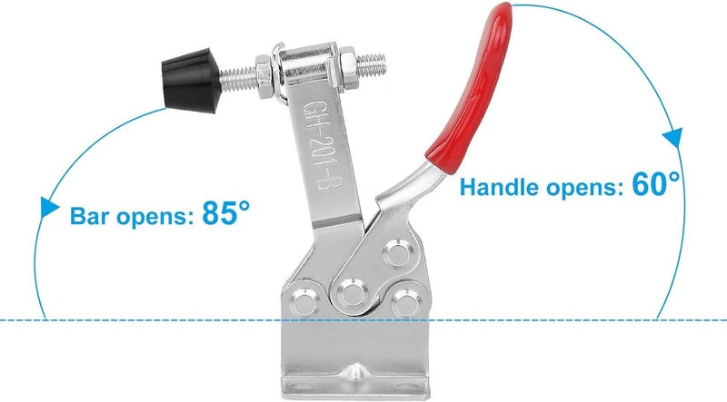 AConnet Adjustable Toggle Clamp 12 Pack 201-B Style Quick Release Toggle Latch Hold Down Clamp Antiskid Red Horizontal Clamps 360Lbs Holding Capacity Quick Release Woodworking Tool - Image 3