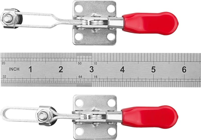 AConnet Adjustable Toggle Clamp 12 Pack 201-B Style Quick Release Toggle Latch Hold Down Clamp Antiskid Red Horizontal Clamps 360Lbs Holding Capacity Quick Release Woodworking Tool - Image 4