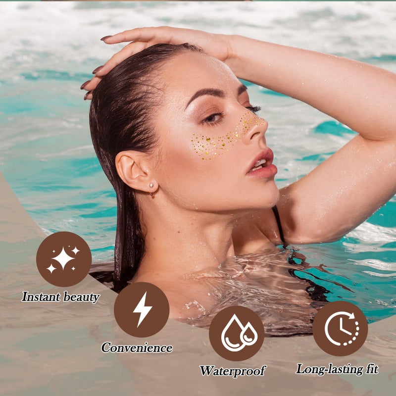 Diesetsr Face Glitter Freckles Tattoo,Diesetsr Temporary Makeup Patches,Body Glitter Sparkle Fake Freckles Stickers for Women Kids Festival, Concert,Carnival Party,Cosmetic Glitter,Rave Accessories,10 PCS - Image 5