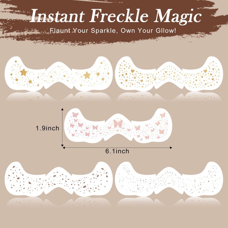 Diesetsr Face Glitter Freckles Tattoo,Diesetsr Temporary Makeup Patches,Body Glitter Sparkle Fake Freckles Stickers for Women Kids Festival, Concert,Carnival Party,Cosmetic Glitter,Rave Accessories,10 PCS - Image 2