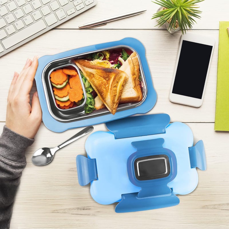 MILTON More Meal Large Steel Kids Lunch Box Inner Stainless Steel Insulated Containers with Clip Lock Lid 770ml 175 ml Airtight Leakproof for School Picnic Blue - Image 2