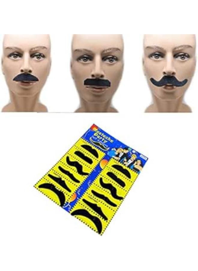 Generic Funny Fake Mustaches For Costume Parties For Kids And Adults - 12 PCS 