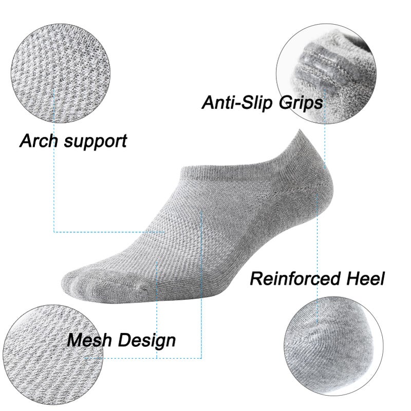 JORMATT 8 Pairs Men No Show Low Cut Socks Non-Slip Women Athletic Sneaker Socks Comfort Cotton Casual Invisible Socks, men shoe size 13-15 - Image 3