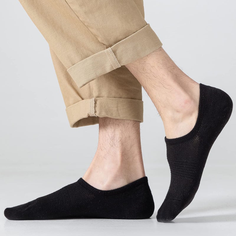 JORMATT 8 Pairs Men No Show Low Cut Socks Non-Slip Women Athletic Sneaker Socks Comfort Cotton Casual Invisible Socks, men shoe size 13-15 - Image 2