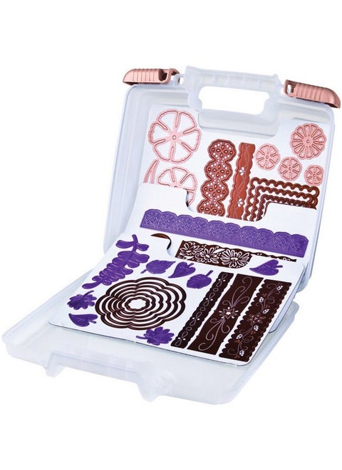 6978Ab Magnetic Die Storage Case With 3 Magnetic Die Sheets Portable Paper Craft & Die Organizer With Handle Translucent