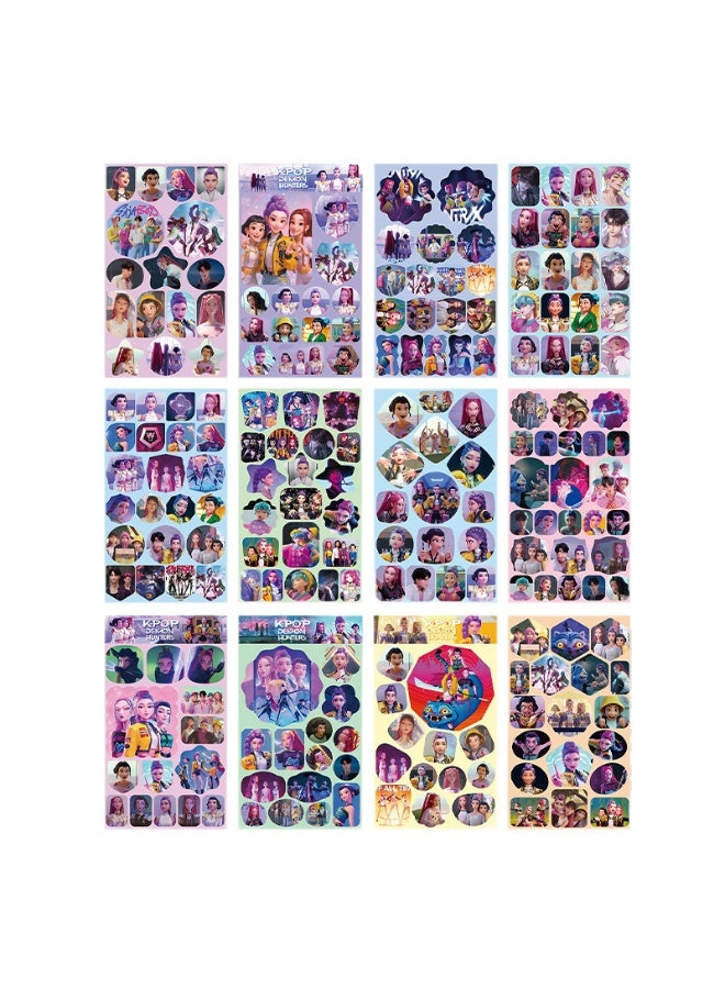 general 12 Sheets KPop Demon Hunters Stickers for Journal Handbook Anime Collection - Image 2