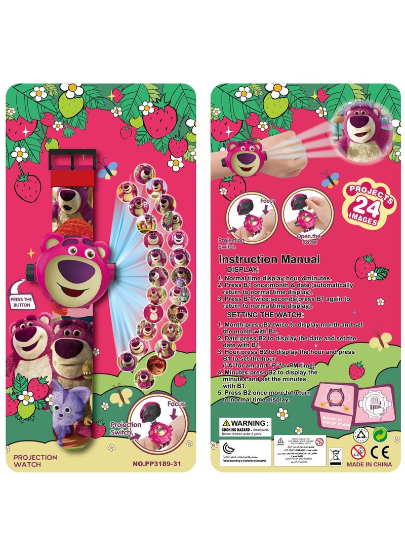 Toy Watch Strawberry Bear Projection Watch Children's Luminous Toy Gift - Image 2
