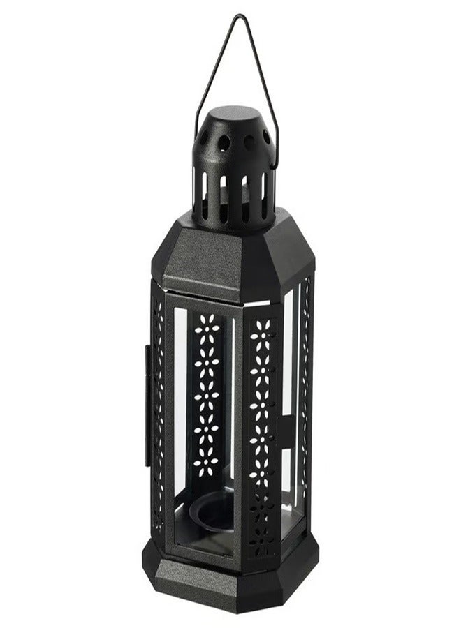 Small candle lantern, indoor/outdoor, black, 22 cm - Image 1