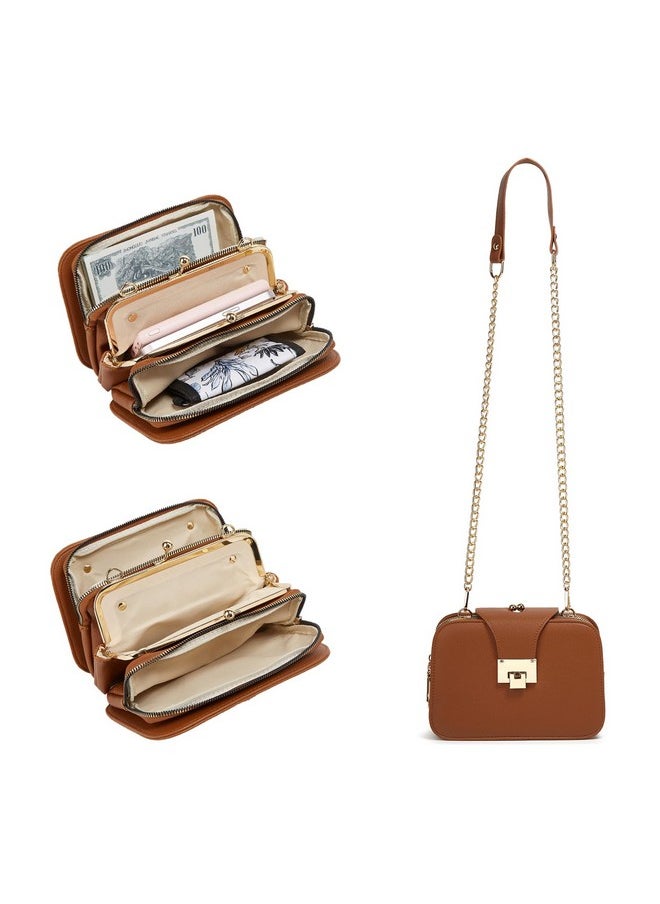 forestfish Ladies Black Pu Leather Shoulder Bag Evening Clutch Purse Crossbody Bag With Metal Chain Strap Khaki  - Image 5