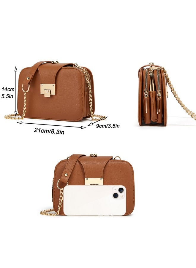 forestfish Ladies Black Pu Leather Shoulder Bag Evening Clutch Purse Crossbody Bag With Metal Chain Strap Khaki  - Image 3