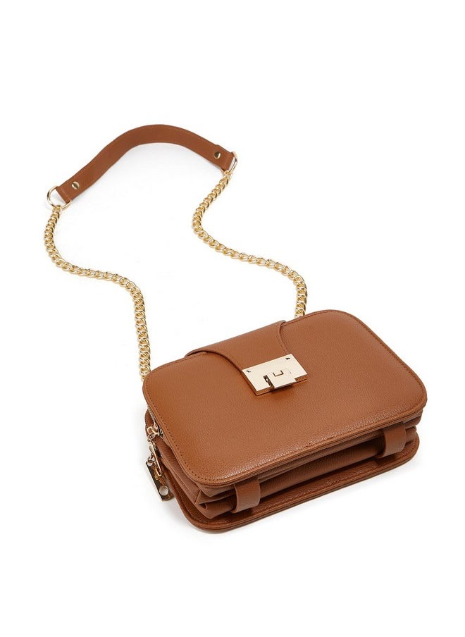 forestfish Ladies Black Pu Leather Shoulder Bag Evening Clutch Purse Crossbody Bag With Metal Chain Strap Khaki  - Image 2