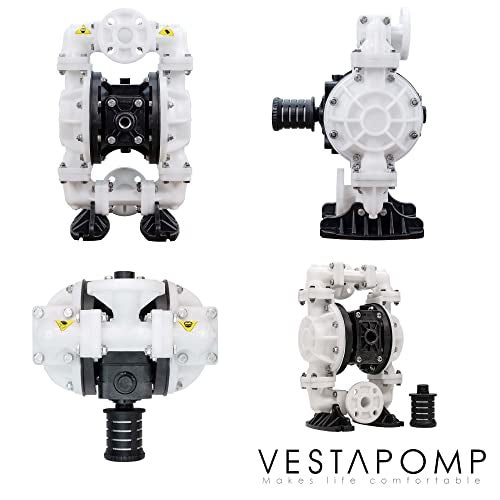 vestapomp makes li fe comfortable Vestapomp Air Operated Diaphragm Pump - Chemical Transfer - Diaphragm Pump Air - AODD Double Pneumatic Transfer (1" Inch Discharge, Polypropylene Body + Santoprene, 40 GPM, 100 PSI) - Image 5