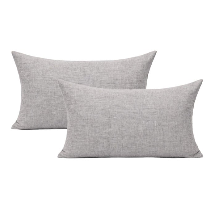 LIGHT GRAY LUMBAR PILLOW COVERS 12X20 SET OF 2 SOLID PATIO THROW PILLOW COVERS FOR SOFA COUCH BED