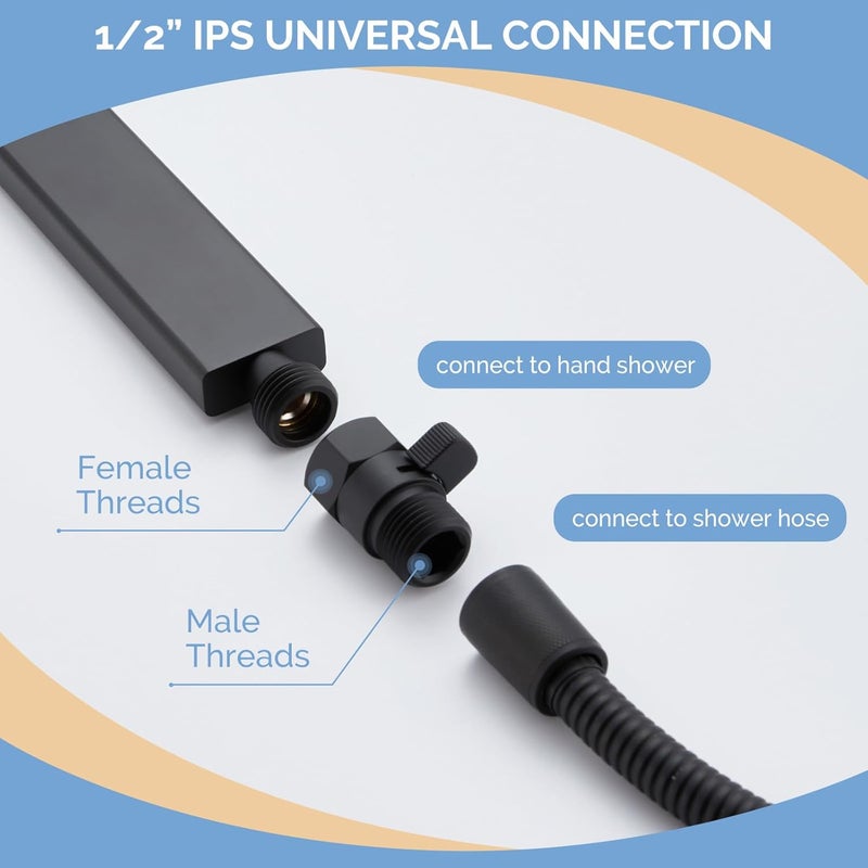 Angle Simple Shower Valve, Brass Water Flow Control Shut Off Valve for Hand Shower, RV Hose Flow Restrictor, Matte Black - Image 3