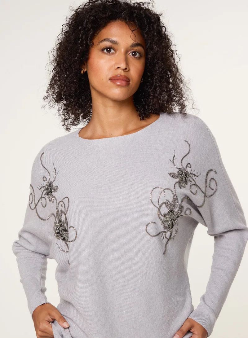 Blue Vanilla Embroidered Long Sleeve Jumper