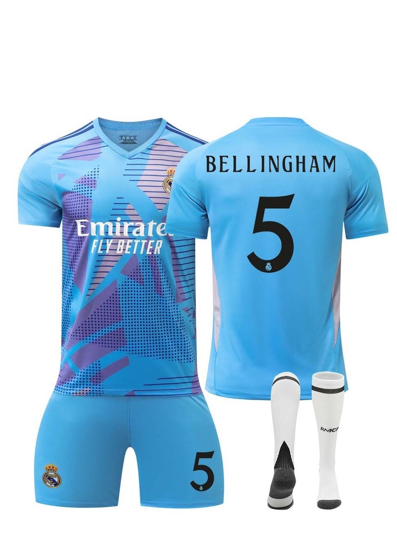 Real Madrid 24-25 Football Kits BELLINGHAM #5 Fans Football Jersey/Shorts Socks Gift Set Youth Sizes and Adult - Image 1