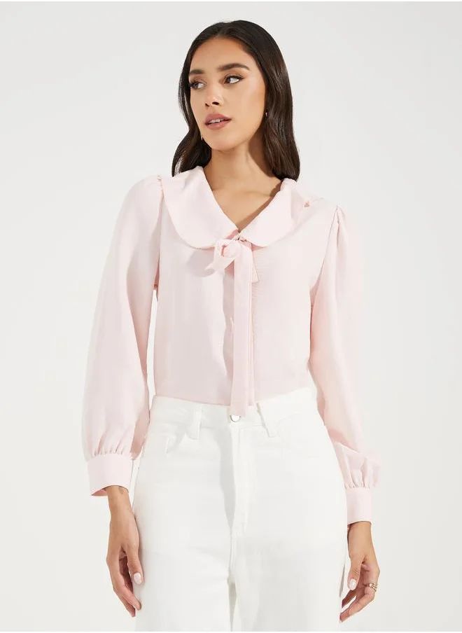 Styli Peter Pan Collar Blouse with Tie-Up