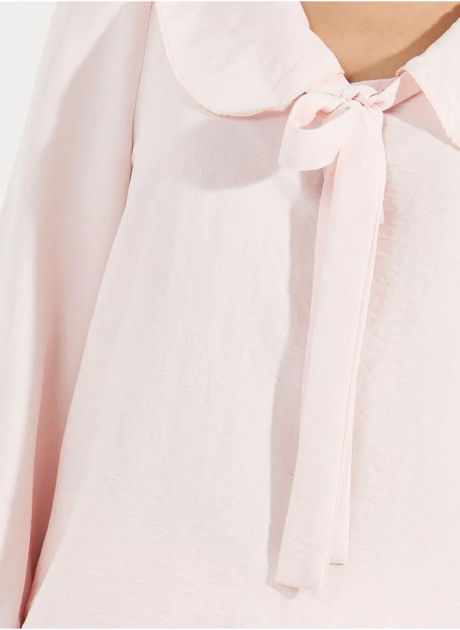 Styli Peter Pan Collar Blouse with Tie-Up