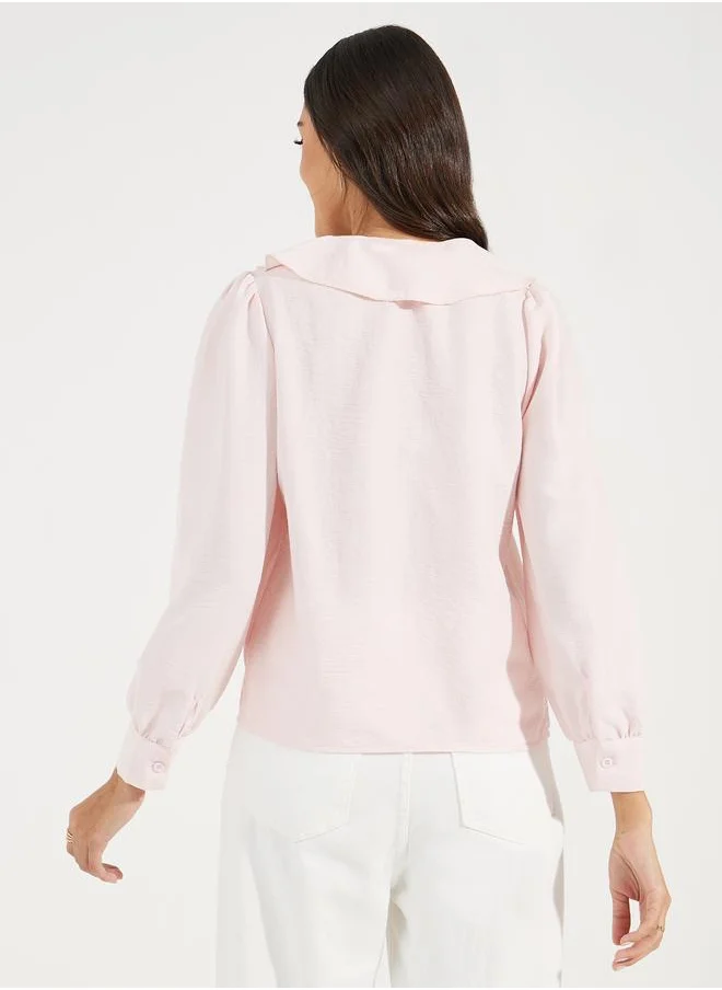 Styli Peter Pan Collar Blouse with Tie-Up