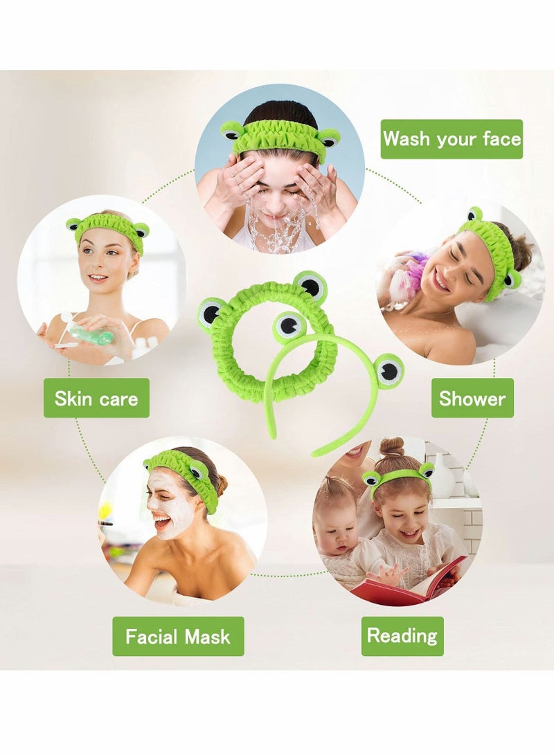 Loquat Hair Band and Head Wrap Cute Green Frog Hairband Headwear Elastic Eye Spa Headband Accessories for Girl Women Face Washing Shower Sports Yoga Beauty Skincare - Image 4