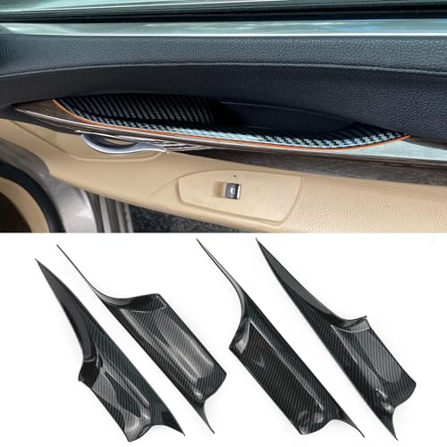 CHUANGHUI 4PCS Car Door Handle Cover Fit for BMW 7 Series F02 730Ld 740Li 750Li 760Li 2009-2015 Interior Door Pull Handles Protective Decorate Covers (Carbon Fiber Color) - Image 1
