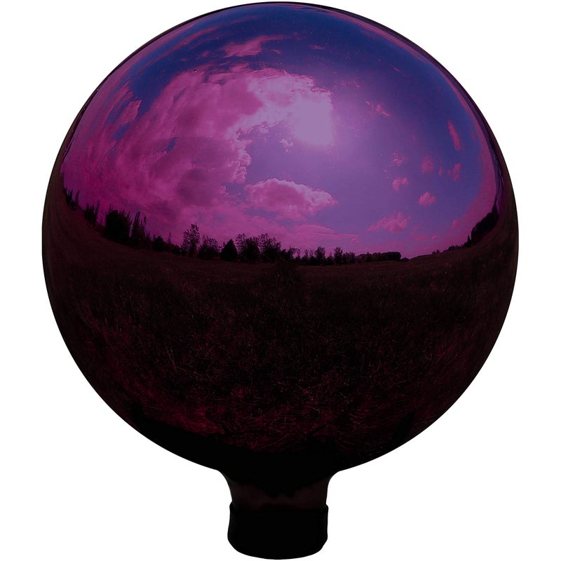 Sunnydaze 10Inch Gazing Ball for Garden  Glass Gazing Globe with Mirrored Stainless Steel Finish  Merlot