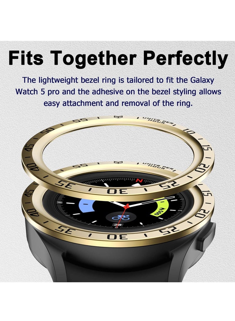 KASTWAVE Bezel Loop Compatible for Samsung Watch 5 Pro Bezel Ring, Stainless Steel Anti Scratch Adhesive Frame Lightweight Watch Bezel Cover for Galaxy Watch 5 Pro 45mm Gold - Image 4