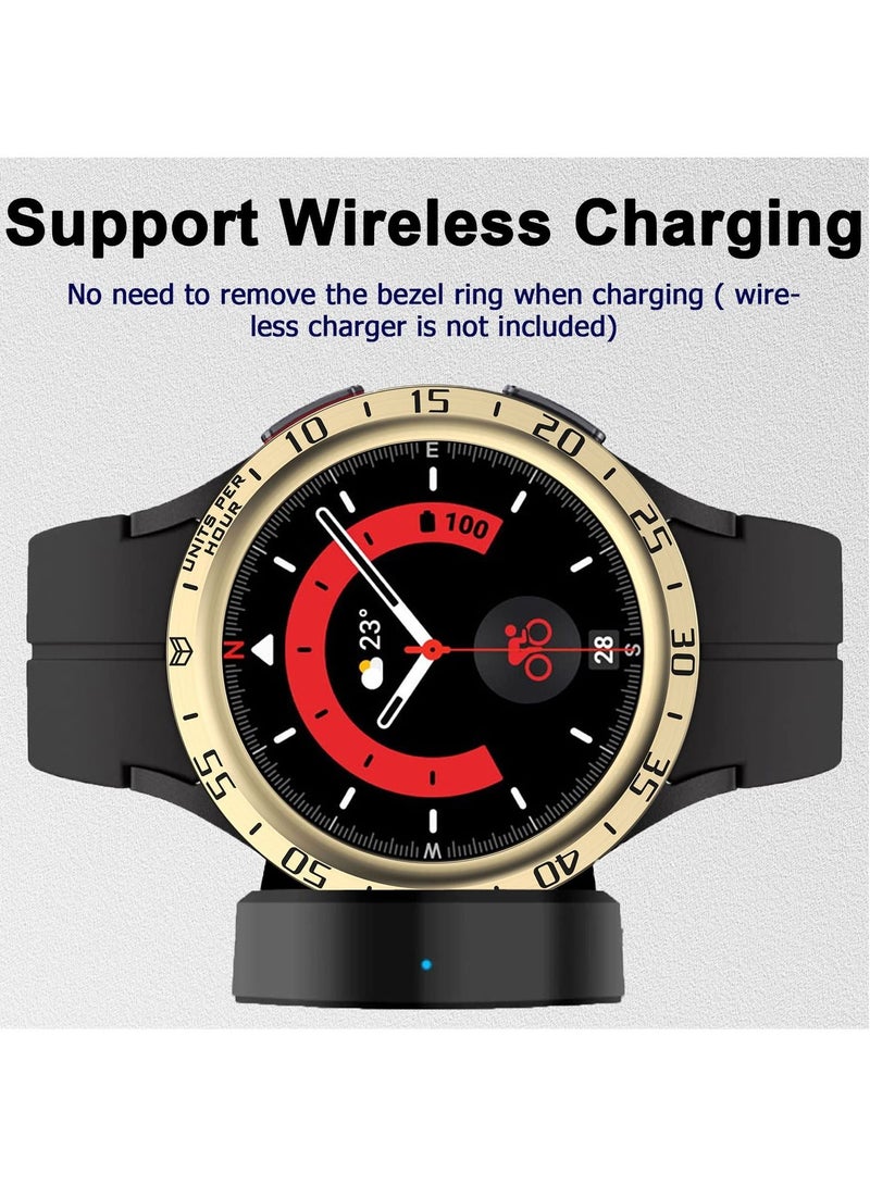 KASTWAVE Bezel Loop Compatible for Samsung Watch 5 Pro Bezel Ring, Stainless Steel Anti Scratch Adhesive Frame Lightweight Watch Bezel Cover for Galaxy Watch 5 Pro 45mm Gold - Image 5