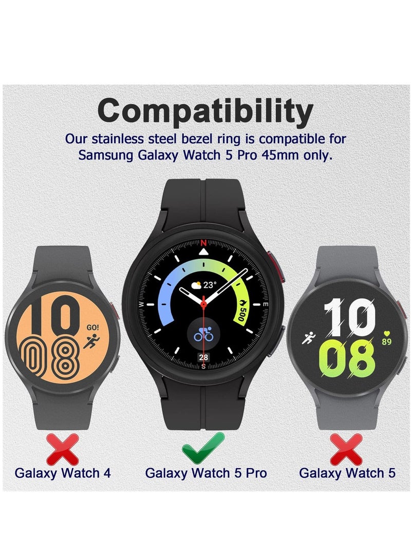 KASTWAVE Bezel Loop Compatible for Samsung Watch 5 Pro Bezel Ring, Stainless Steel Anti Scratch Adhesive Frame Lightweight Watch Bezel Cover for Galaxy Watch 5 Pro 45mm Gold - Image 2