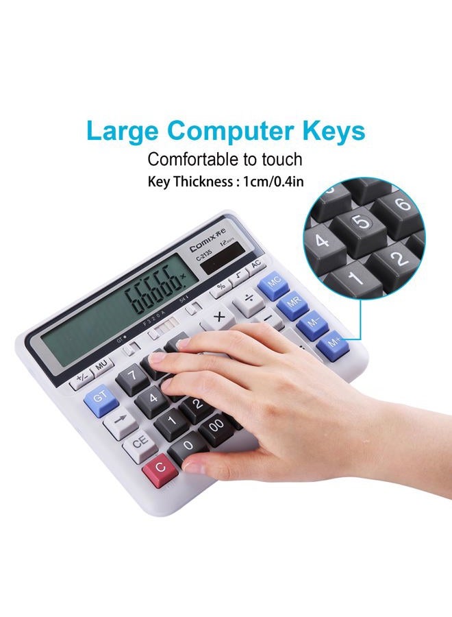 COMIX Desktop Calculator Solar Battery Dual Power with 12-Digit Large LCD Display and Large Computer Keys Office Calculator for Home Office School - Image 4